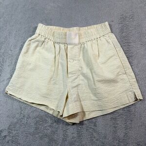Kith Ida Boxer Seersucker‎ Shorts Women XS Yellow Striped Summer Lounge